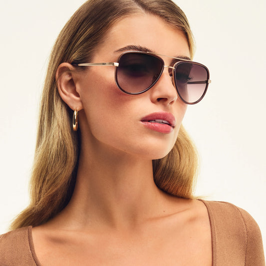 QUAY All In Medium Sunglasses - Dark Brown/Brown Rose