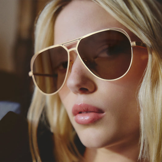 QUAY Open Tab Sunglasses - Brushed Gold Doe/Tan