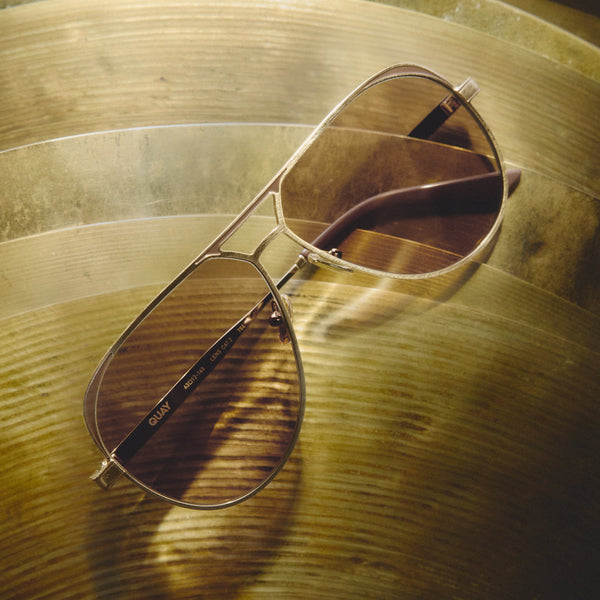 QUAY Open Tab Sunglasses - Brushed Gold Doe/Tan