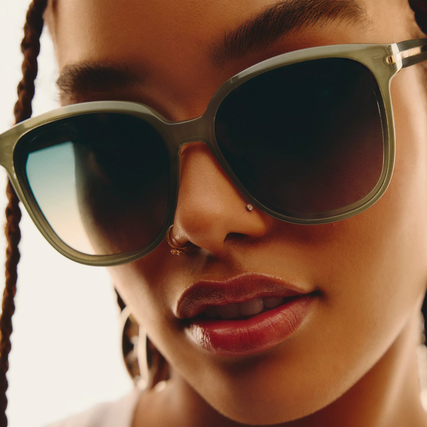 QUAY Rent Free Sunglasses - Jade/Palm Taupe