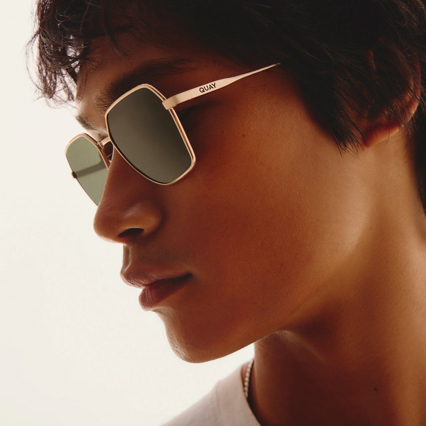 QUAY World Tour Sunglasses - Brushed Gold/Green Polarized