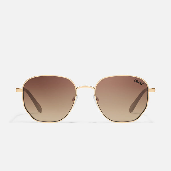 QUAY Big Time Sunglasses - Gold/Chocolate Paprika