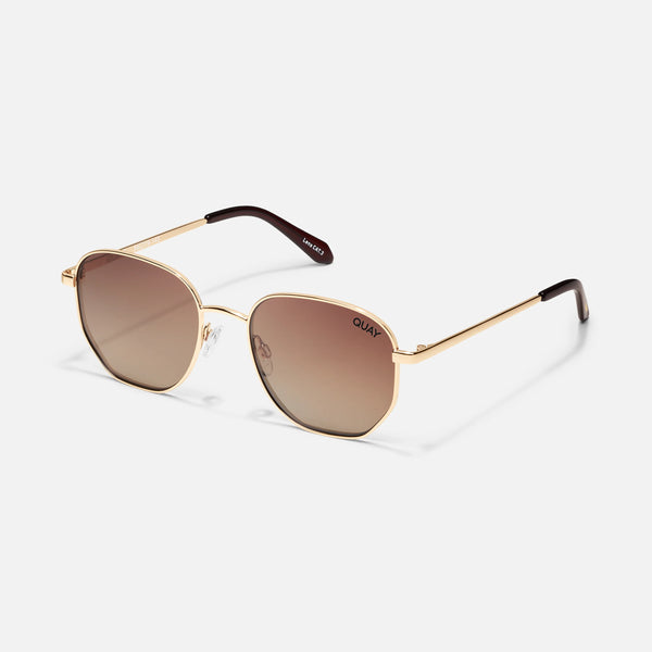 QUAY Big Time Sunglasses - Gold/Chocolate Paprika