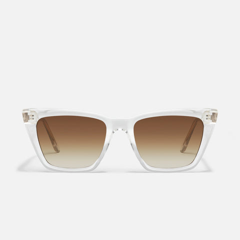 QUAY Call The Shots Sunglasses - Clear/Sepia