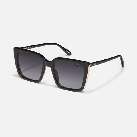 QUAY Front Cover Sunglasses - Black/Smoke Polarized