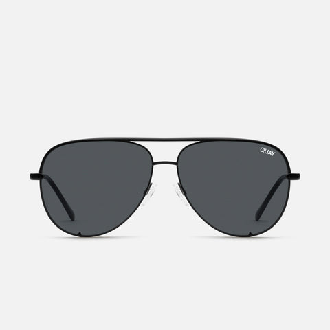 QUAY High Key Large Sunglasses - Black/Smoke Polarized