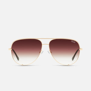 QUAY High Key Extra Large Sunglasses - Gold/Brown Fade