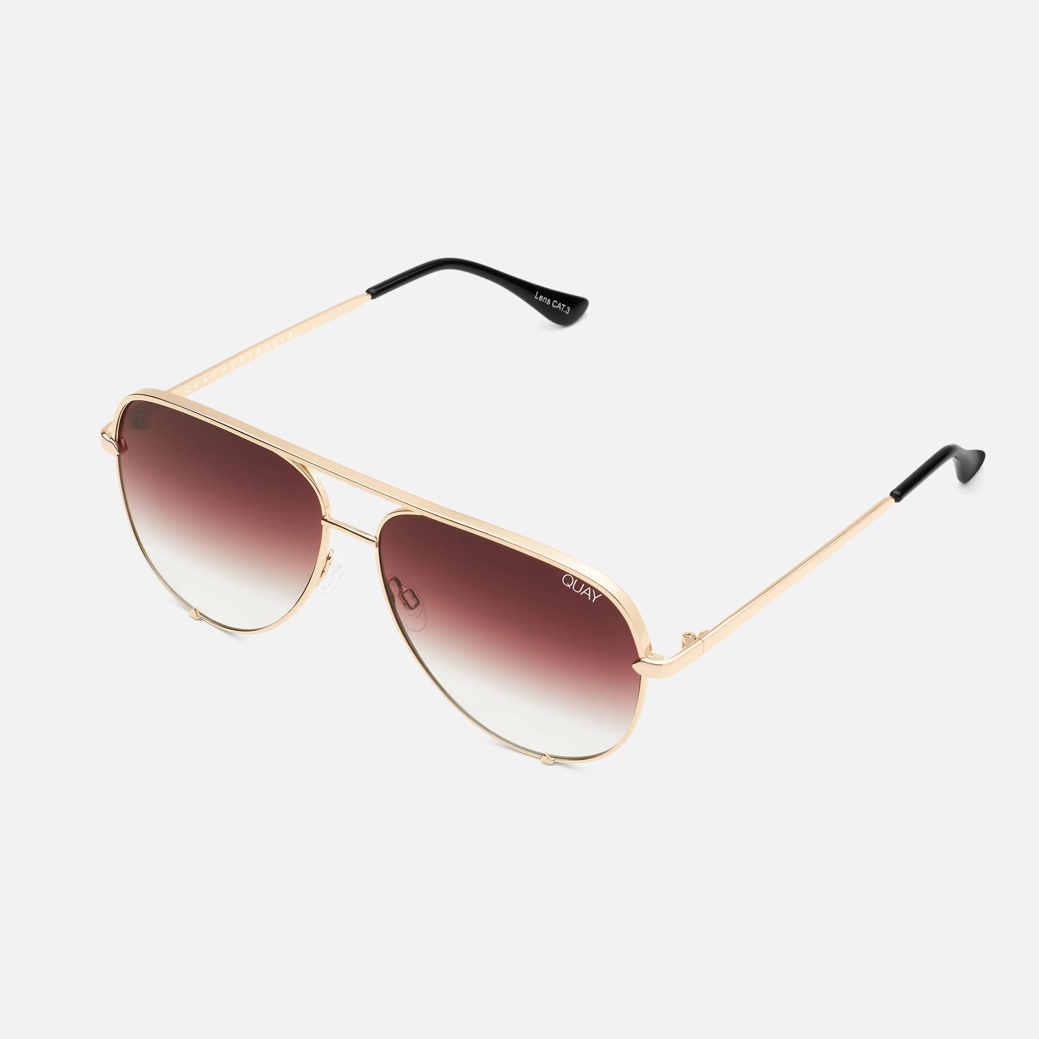 QUAY High Key Large Sunglasses - Gold/Brown Fade