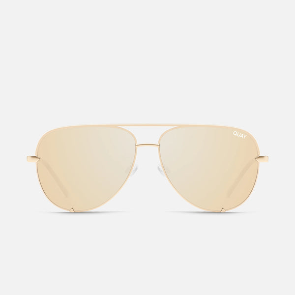 QUAY High Key Large Sunglasses - Gold/Gold Polarized