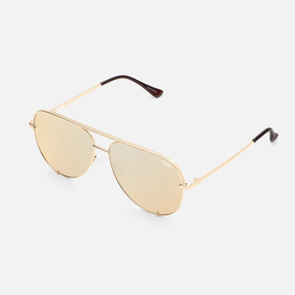 QUAY High Key Large Sunglasses - Gold/Gold Polarized