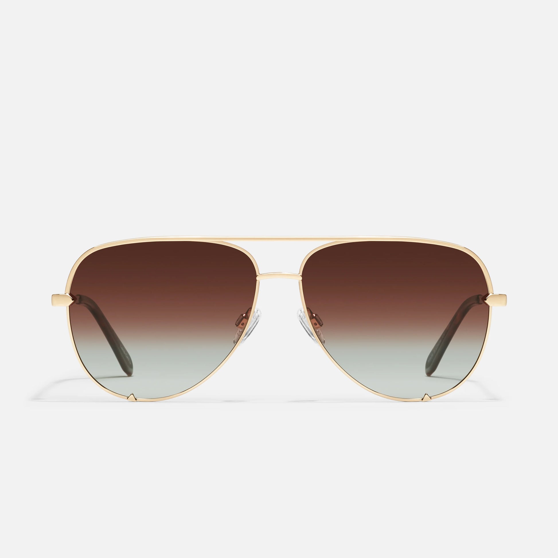 QUAY High Key Extra Large Sunglasses Gold/Brown Fade Polarized