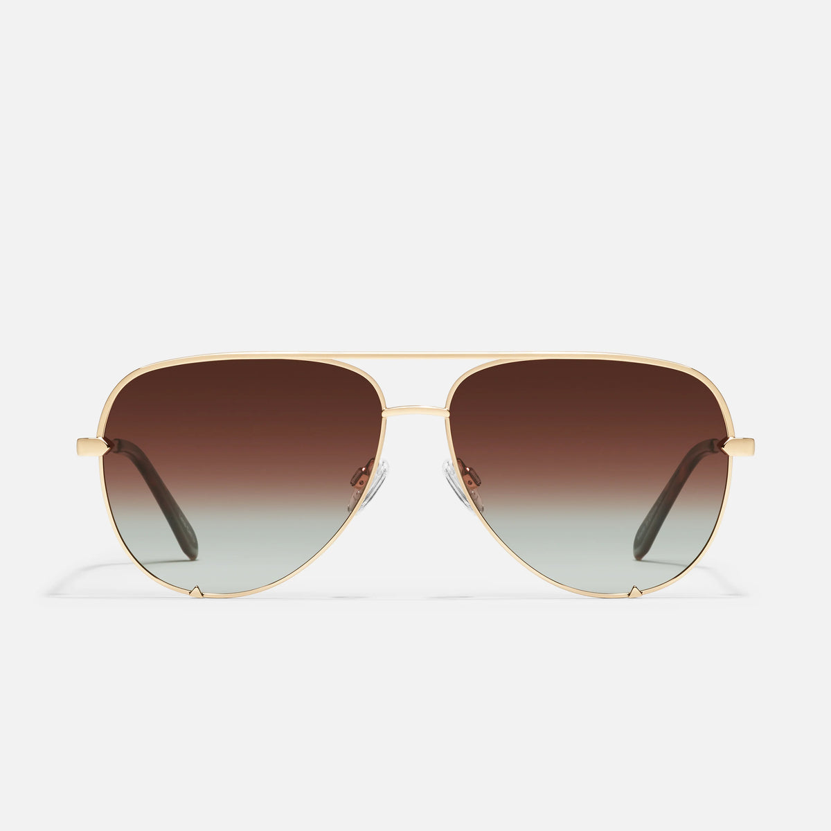 QUAY High Key Extra Large Sunglasses - Gold/Brown Fade 