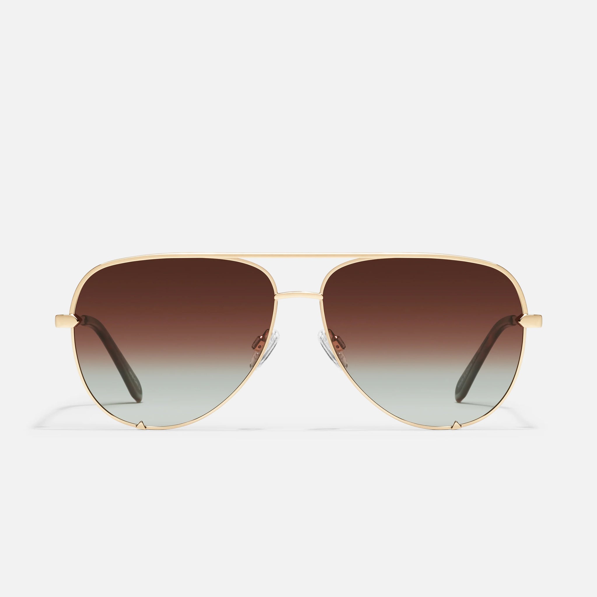 QUAY High Key Large Sunglasses - Gold/Brown Fade Polarized