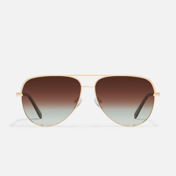 QUAY High Key Large Sunglasses - Gold/Brown Fade Polarized