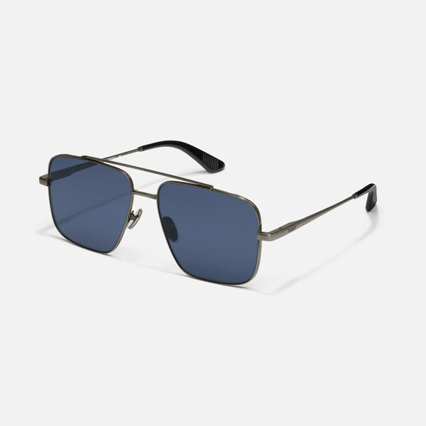 QUAY Level Out Sunglasses - Brushed Gunmetal/Navy