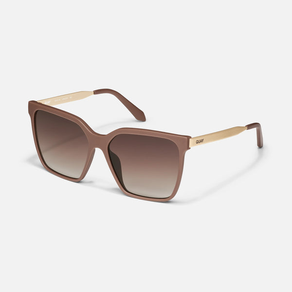 QUAY Level Up Remixed Sunglasses - Matte Doe/Brown