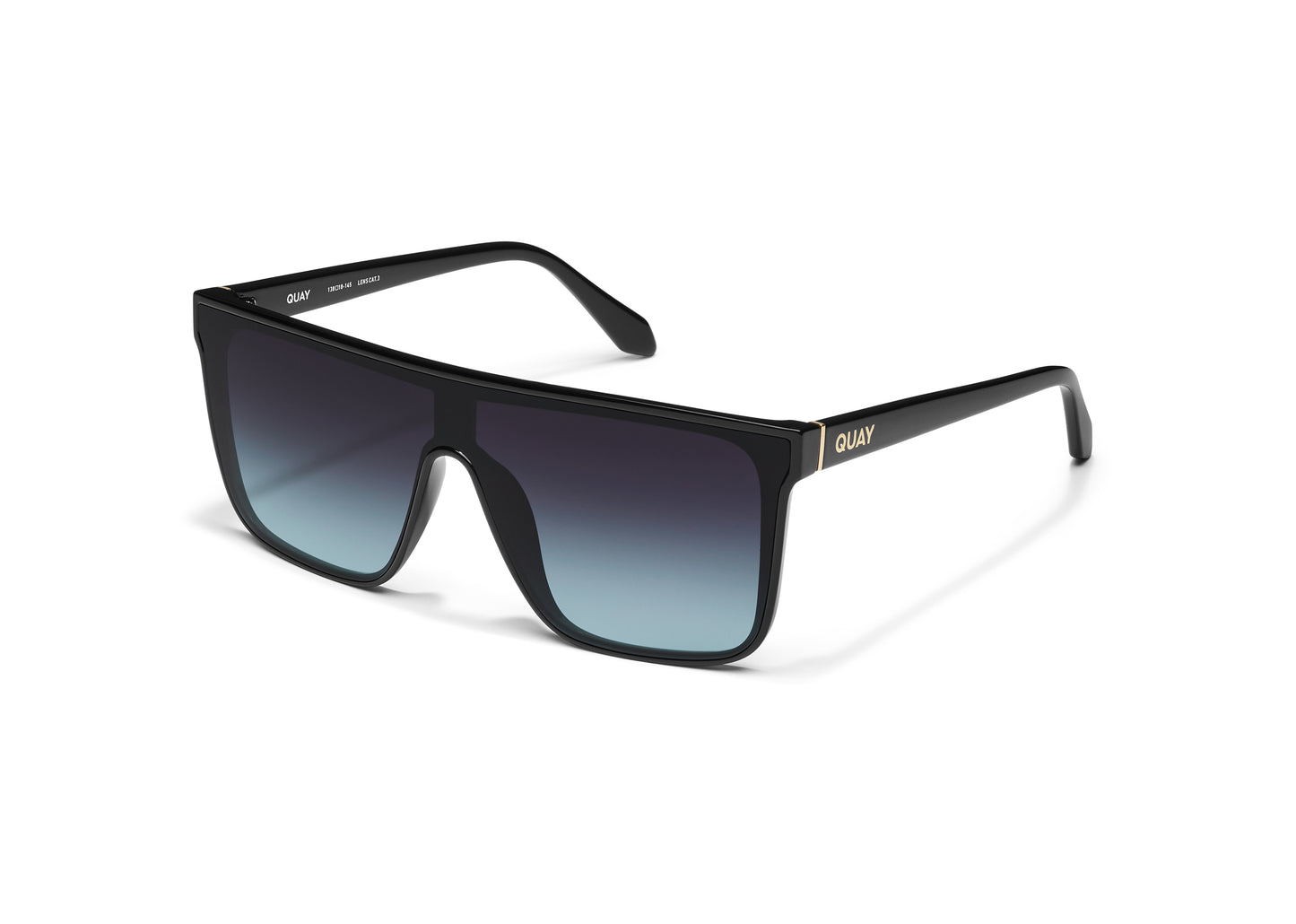 QUAY Nightfall Medium Sunglasses  - Black/Smoke Aqua