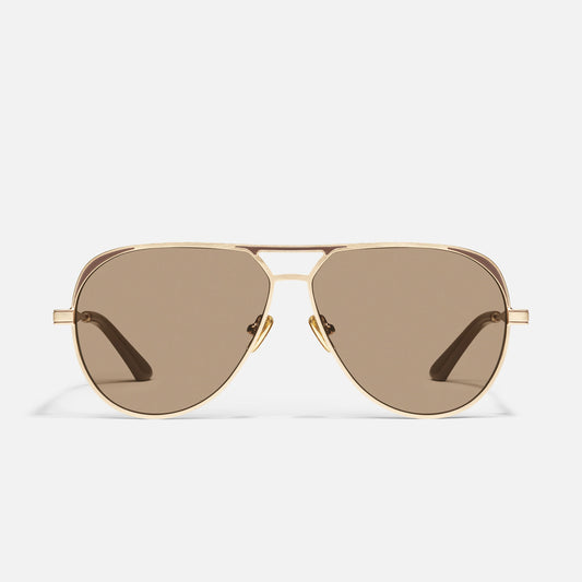 QUAY Open Tab Sunglasses - Brushed Gold Doe/Tan