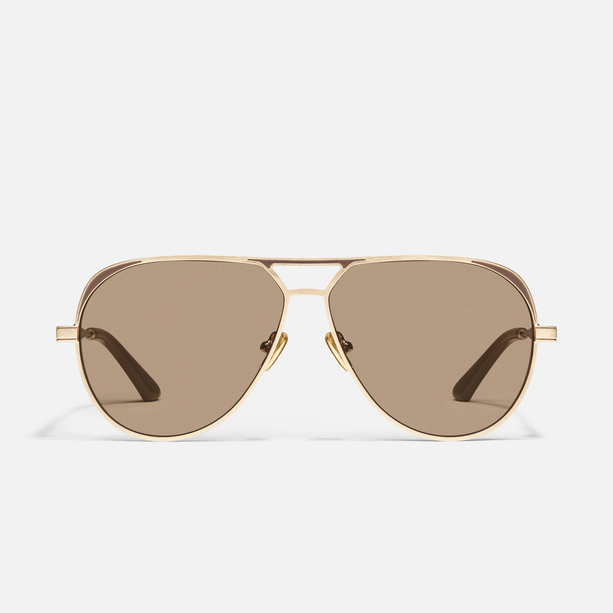 QUAY Open Tab Sunglasses - Brushed Gold Doe/Tan