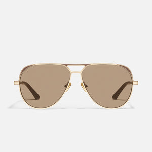 QUAY Open Tab Sunglasses - Brushed Gold Doe/Tan