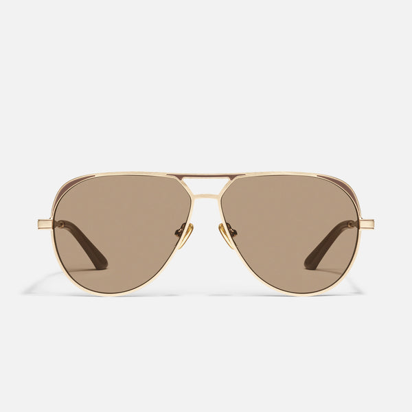 QUAY Open Tab Sunglasses - Brushed Gold Doe/Tan