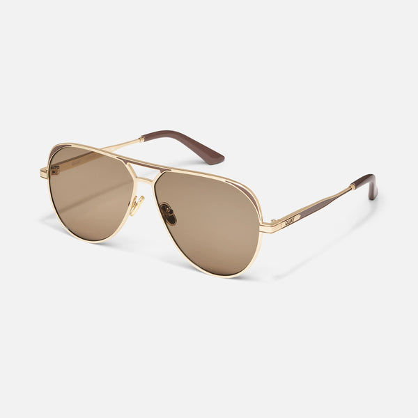 QUAY Open Tab Sunglasses - Brushed Gold Doe/Tan