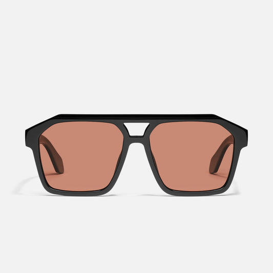 QUAY Soundcheck Sunglasses - Black/Apricot Polarized