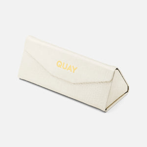 QUAY Embossed Tri Fold Case - Bone Croc/Gold