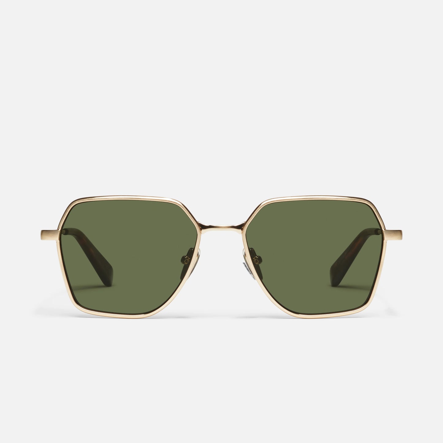 QUAY World Tour Sunglasses - Brushed Gold/Green Polarized