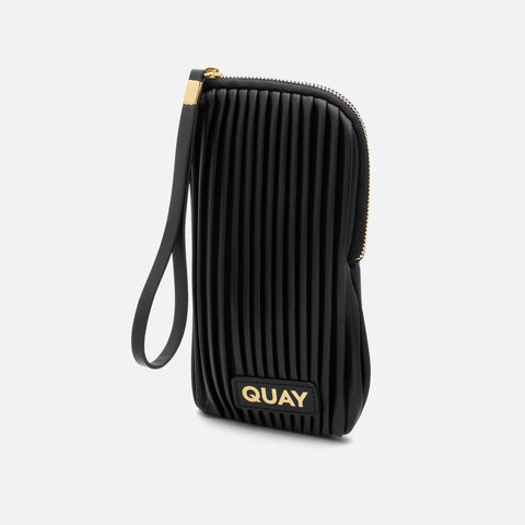 QUAY Zip Case - Black Pleated/Gold