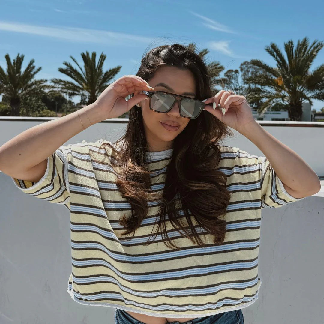 QUAY Soundcheck Sunglasses - Amber Tort/Aqua
