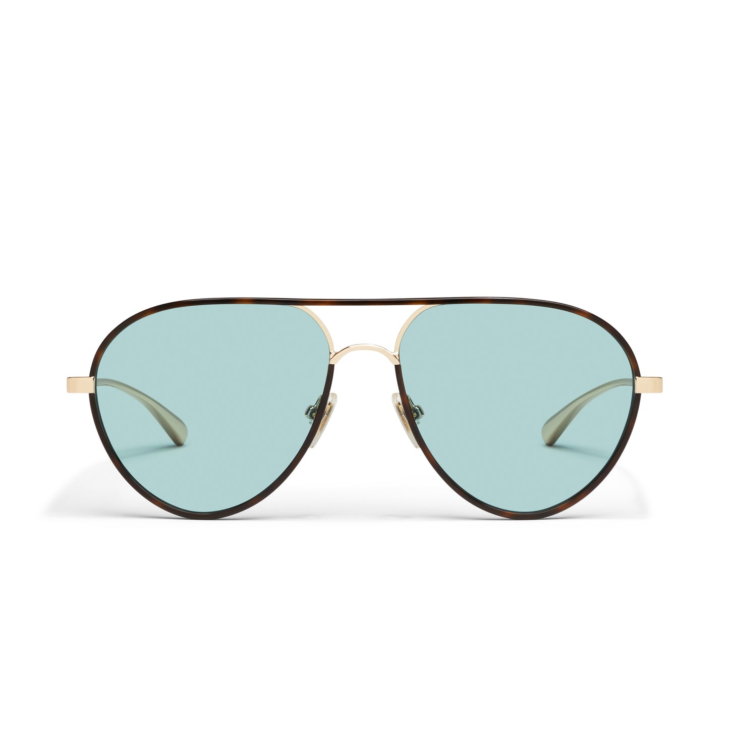 QUAY Say Less Sunglasses - Amber Tort/Aqua
