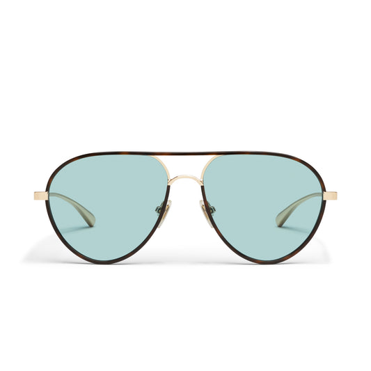 QUAY Say Less Sunglasses - Amber Tort/Aqua