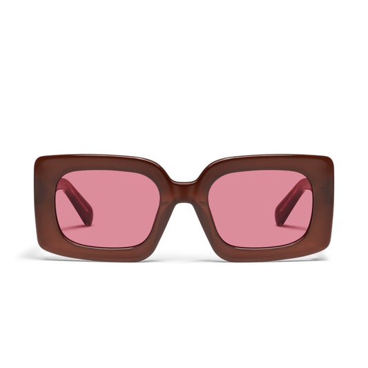 QUAY Talk Show Sunglasses - Dark Brown/Magenta
