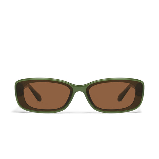 QUAY Vibe Check Sunglasses - Basil/Brown