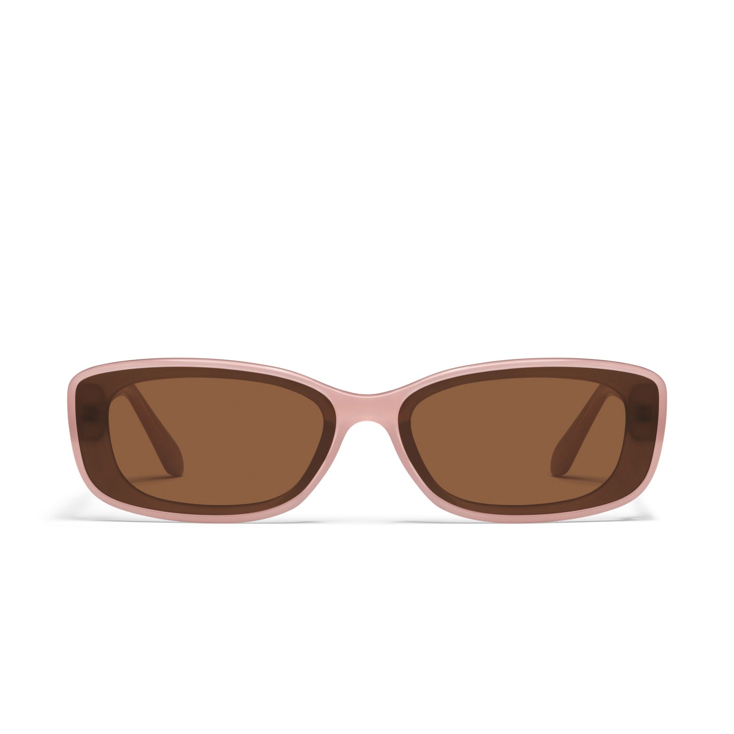QUAY Vibe Check Sunglasses - Pale Pink/Brown