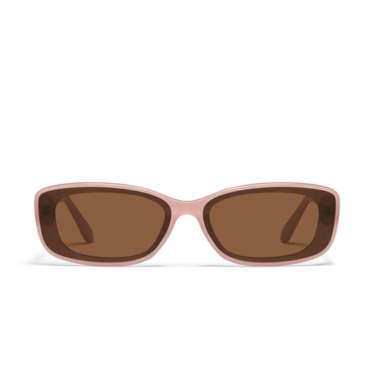 QUAY Vibe Check Sunglasses - Pale Pink/Brown