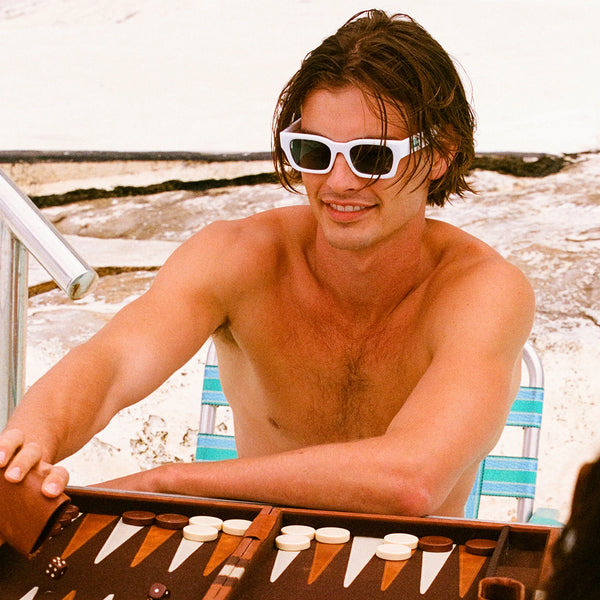 Le Specs Shmood Limited Edition | White Polarized Sunglasses (Truly On Holidays Collection)