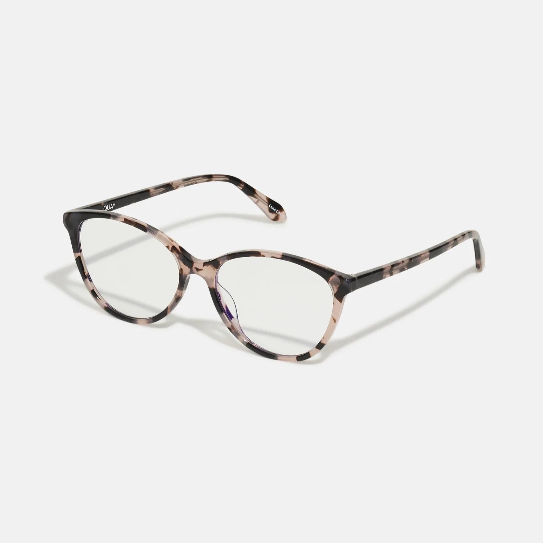QUAY True That Blue Light Glasses - Milky Tort/Clear