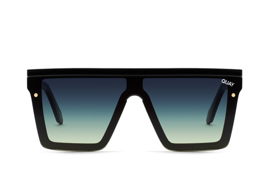 QUAY Hindsight Sunglasses - Black/Smoke Green