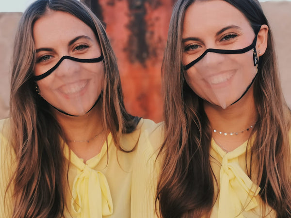 SUPERXULA Gold - Certified Transparent Reusable Face Mask with Decorative Black Beads and Golden Jewelled Ribbon - PresenceConcept.com