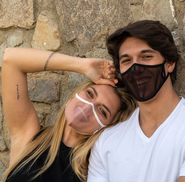 XULA Unisex 2 Black - Reusable Transparent Mask with Black Fabric & Black Trim - PresenceConcept.com