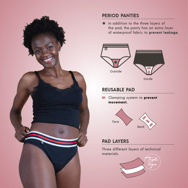 XULA Eco Period Underwear | Emma Silver Panty + Moderate Flow Pad Pack