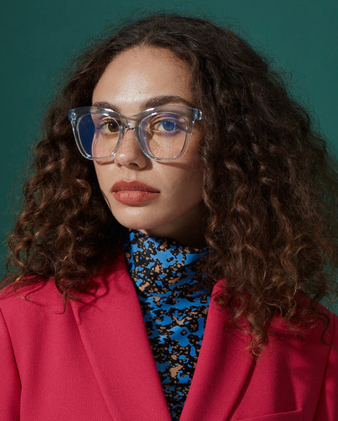 The Book Club "Harlots Bed" Cat-Eye Blue Light Reading Glasses - Clear Blue - PresenceConcept.com