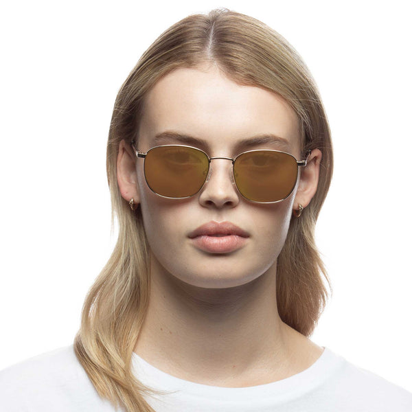 LE SPECS NEPTUNE DEUX Gold Brass Mirror Sunglasses | PresenceConcept.com