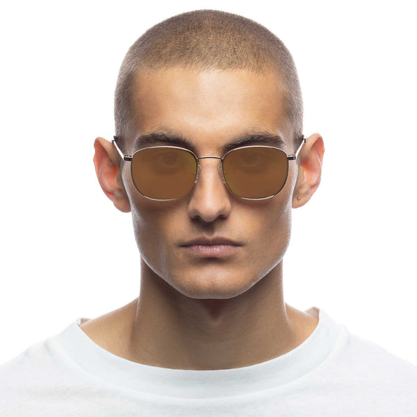 LE SPECS NEPTUNE DEUX Gold Brass Mirror Sunglasses | PresenceConcept.com