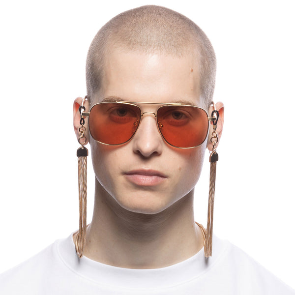 LE SPECS Y2K LAYERED CHAIN Shiny Light Gold  Sunglasses | PresenceConcept.com