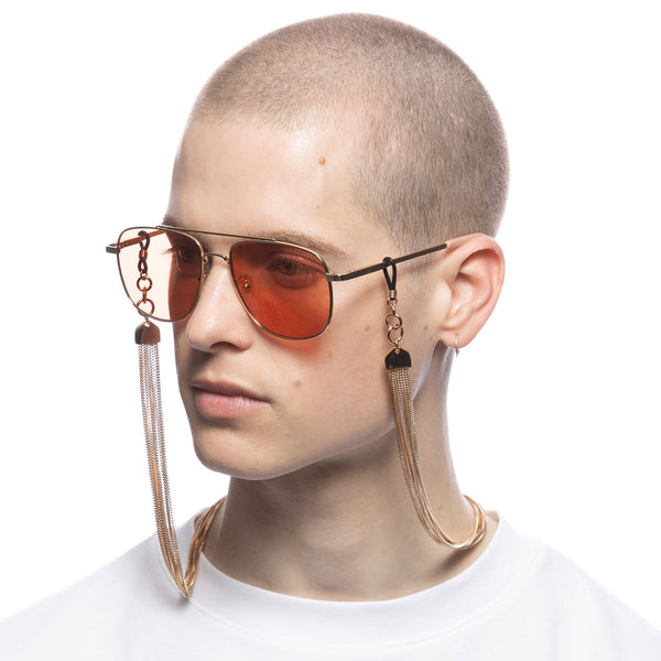 LE SPECS Y2K LAYERED CHAIN Shiny Light Gold  Sunglasses | PresenceConcept.com