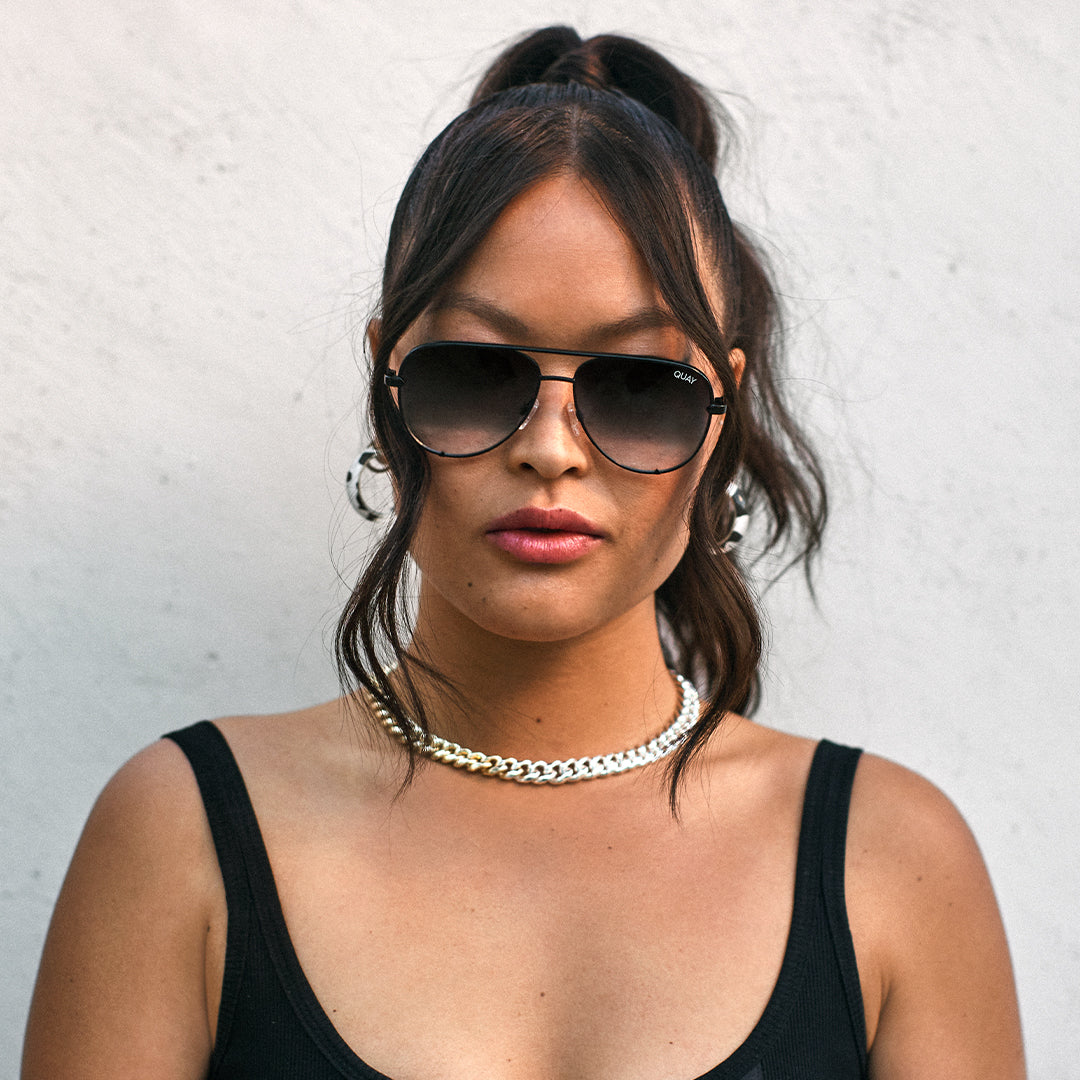 Quay Sunglasses Black Fade Aviator Sunglasses QUAY High Key Micro