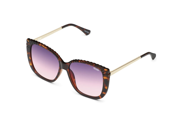 Buy Quay Australia Ever After Etched Tort/Smoke Pink Square Sunglasses instore & online at PresenceConcept.com